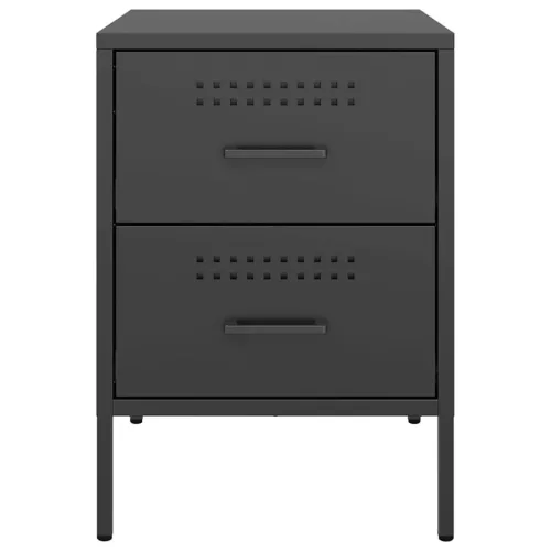  2 db fekete acél éjjeliszekrény 36 x 39 x 50,5 cm
