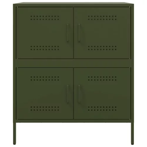  olívazöld acél tálalószekrény 68 x 39 x 79 cm