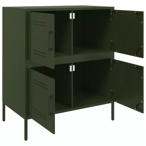  olívazöld acél tálalószekrény 68 x 39 x 79 cm