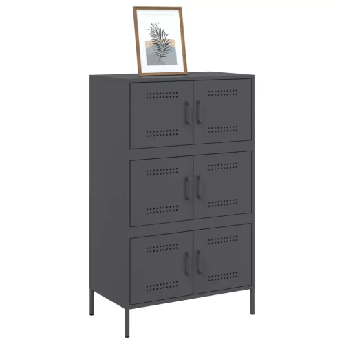  antracitszürke acél magasszekrény 68 x 39 x 113 cm