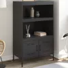  fekete acél magasszekrény 68 x 39 x 113 cm
