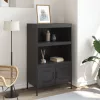  fekete acél magasszekrény 68 x 39 x 113 cm