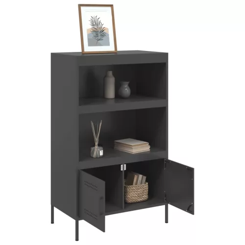  fekete acél magasszekrény 68 x 39 x 113 cm