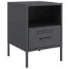  2 db antracitszürke acél éjjeliszekrény 36 x 39 x 50,5 cm