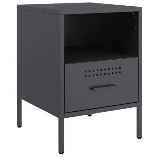  2 db antracitszürke acél éjjeliszekrény 36 x 39 x 50,5 cm