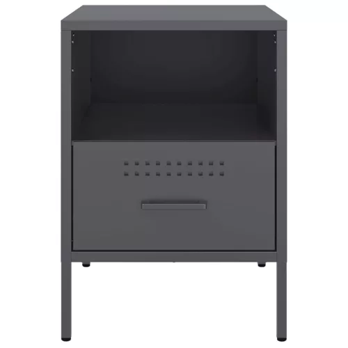  2 db antracitszürke acél éjjeliszekrény 36 x 39 x 50,5 cm