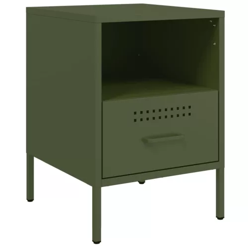  2 db olívazöld acél éjjeliszekrény 36 x 39 x 50,5 cm