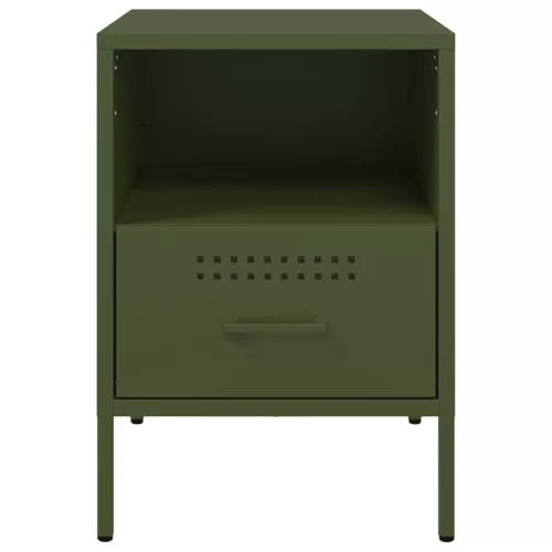  2 db olívazöld acél éjjeliszekrény 36 x 39 x 50,5 cm