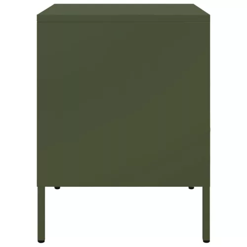  2 db olívazöld acél éjjeliszekrény 36 x 39 x 50,5 cm