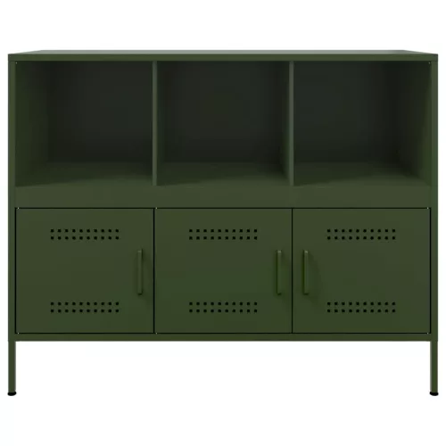  olívazöld acél tálalószekrény 100,5 x 39 x 79 cm