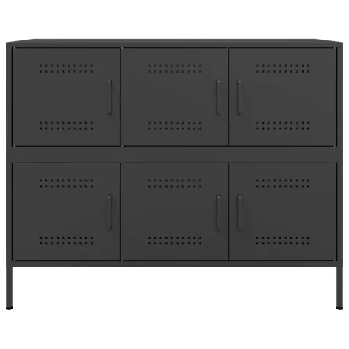  fekete acél tálalószekrény 100,5 x 39 x 79 cm