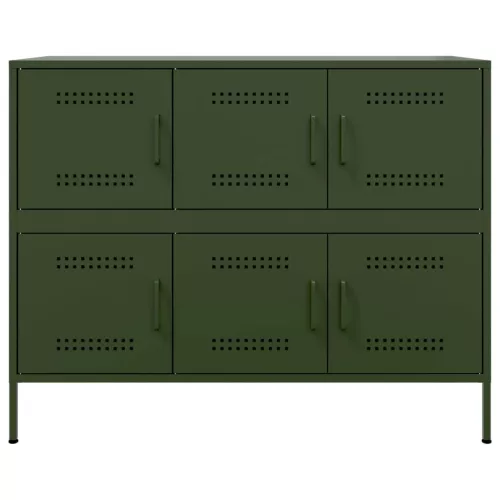  olívazöld acél tálalószekrény 100,5 x 39 x 79 cm