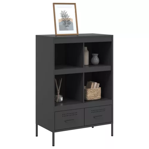  fekete acél magasszekrény 68 x 39 x 101,5 cm