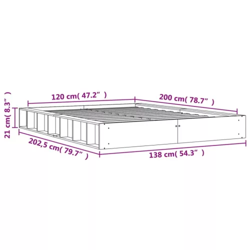  viaszbarna tömör fenyőfa ágy matrac nélkül 120 x 200 cm