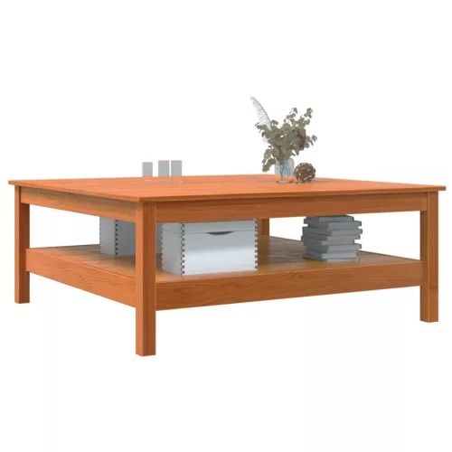 viaszbarna tömör fenyőfa dohányzóasztal 100 x 100 x 40 cm