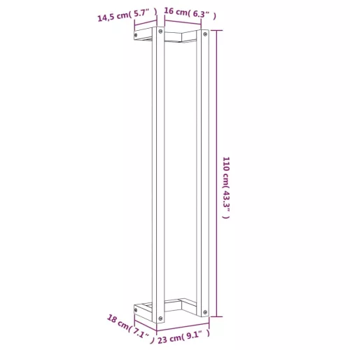  viaszbarna tömör fenyőfa törülközőtartó 23 x 18 x 110 cm