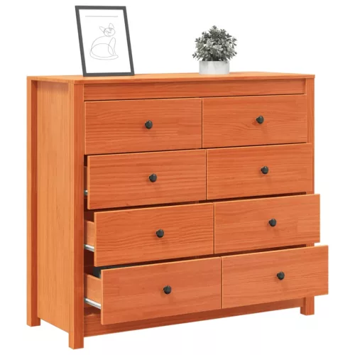  viaszbarna tömör fenyőfa kisszekrény 100 x 40 x 90 cm