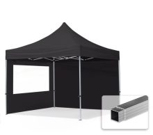   Professional összecsukható sátrak ECO 300 g/m2 ponyvával, alumínium szerkezettel, 2 oldalfallal - 3x3m fekete