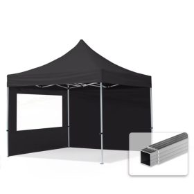   TP 3x3m összecsukható alumínium pavilon, 2 db oldalfallal - fekete