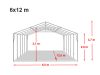 TP 6x10m 2,6m oldalmagas extra erősített rendezvénysátor, PVC 1400 - tűzálló - fehér-szürke