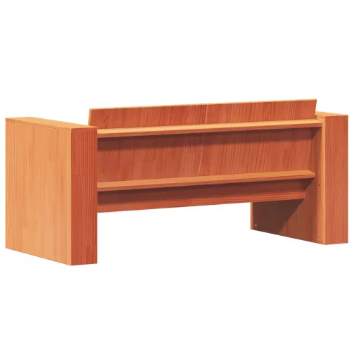  2 személyes viaszbarna tömör fenyőfa kerti kanapé 134x60x62 cm