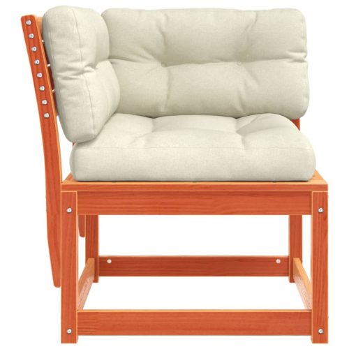  viaszbarna tömör fenyőfa kerti sarokkanapé párnával 73x73x78 cm