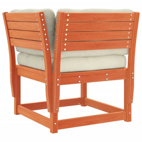  viaszbarna tömör fenyőfa kerti sarokkanapé párnával 73x73x78 cm