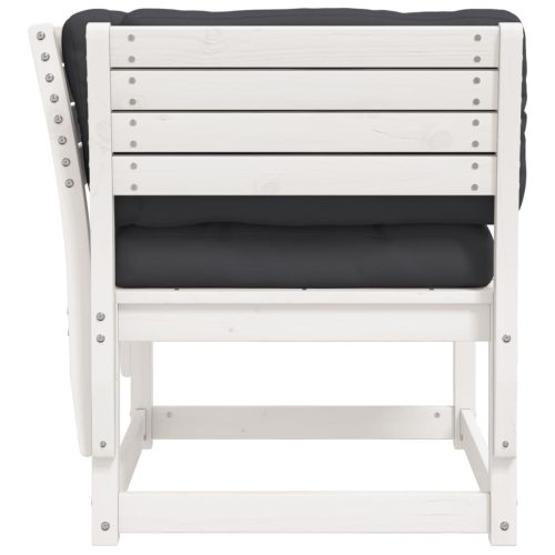  fehér tömör fenyőfa kerti karfás kanapé párnával