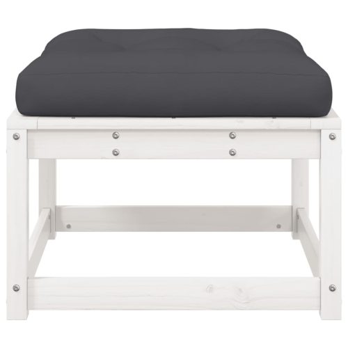  fehér tömör fenyőfa kerti lábzsámoly párnával