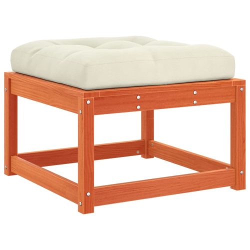  viaszbarna tömör fenyőfa kerti lábzsámoly párnával