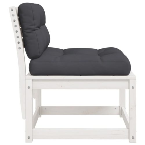  2 db fehér tömör fenyőfa kerti kanapé párnával