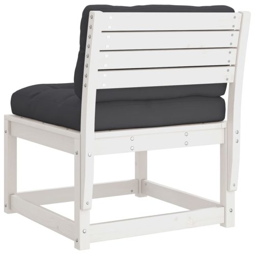  2 db fehér tömör fenyőfa kerti kanapé párnával