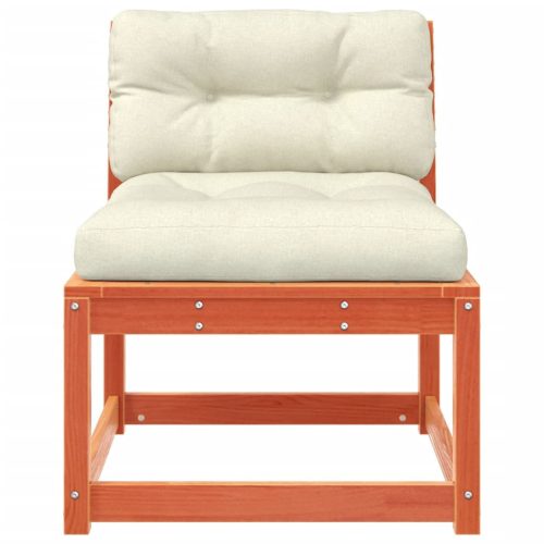  2 db viaszbarna tömör fenyőfa kerti kanapé párnával