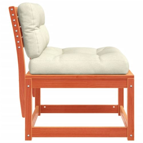  2 db viaszbarna tömör fenyőfa kerti kanapé párnával