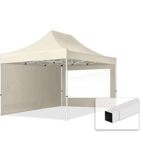   TP 3x4,5m összecsukható acél pavilon, 2 db oldalfallal - krém