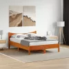  viaszbarna tömör fenyőfa ágy matrac nélkül 140 x 200 cm