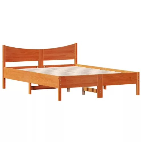  viaszbarna tömör fenyőfa ágy matrac nélkül 140 x 200 cm