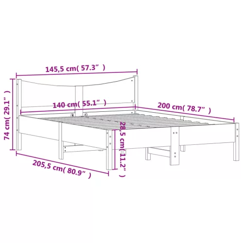  viaszbarna tömör fenyőfa ágy matrac nélkül 140 x 200 cm