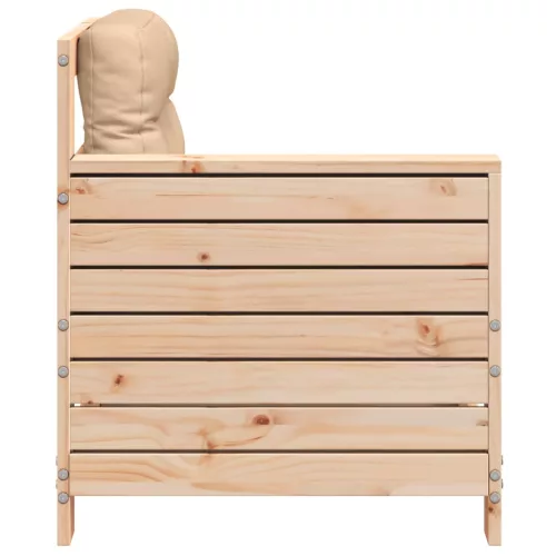  tömör fenyőfa kerti karfás kanapé párnával