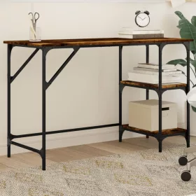    füstös tölgy színű fém és szerelt fa íróasztal 120 x 50 x 75 cm