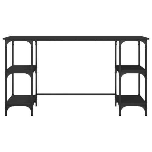  fekete fém és szerelt fa íróasztal 140 x 50 x 75 cm