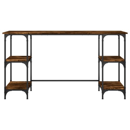  füstös tölgy színű fém és szerelt fa íróasztal 140 x 50 x 75 cm