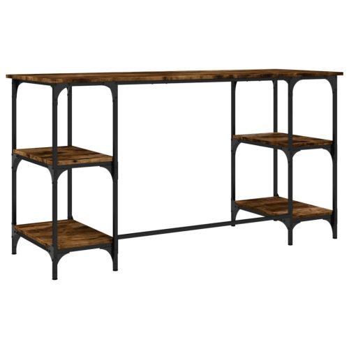  füstös tölgy színű fém és szerelt fa íróasztal 140 x 50 x 75 cm