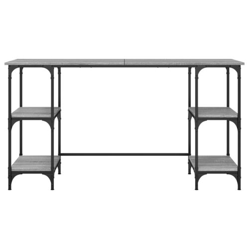  szürke sonoma színű fém és szerelt fa íróasztal 140x50x75 cm