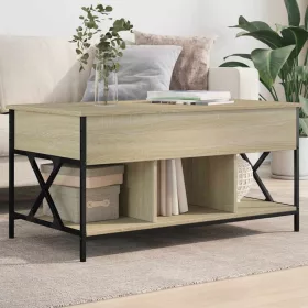    sonoma tölgy szerelt fa és fém dohányzóasztal 100 x 55 x 50 cm