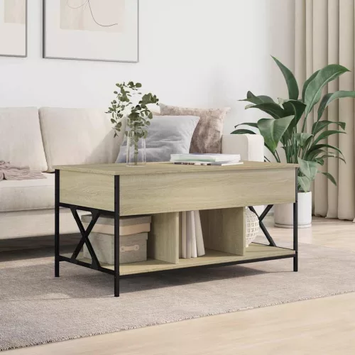  sonoma tölgy szerelt fa és fém dohányzóasztal 100 x 55 x 50 cm