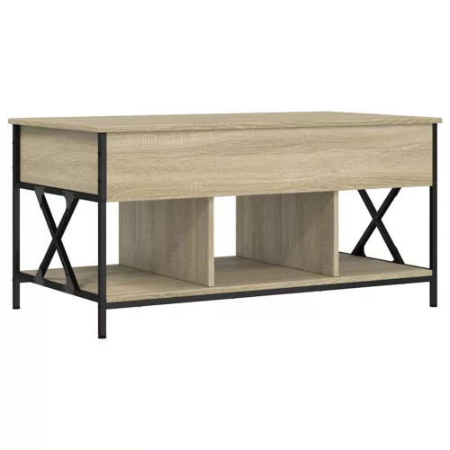  sonoma tölgy szerelt fa és fém dohányzóasztal 100 x 55 x 50 cm