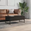  fekete szerelt fa és fém dohányzóasztal 100 x 50 x 40 cm