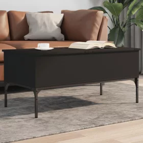    fekete szerelt fa és fém dohányzóasztal 100 x 50 x 45 cm