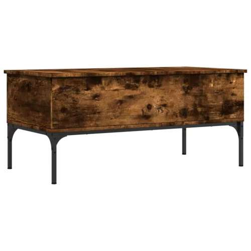  füstös tölgy szerelt fa és fém dohányzóasztal 100 x 50 x 45 cm